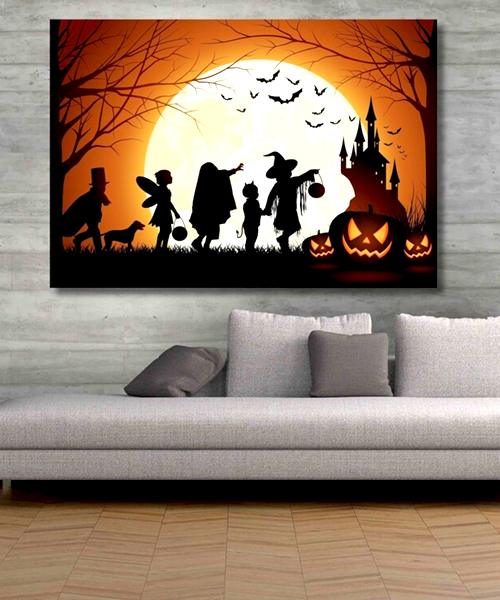 Gespenstische Halloween Kuerbis Leinwand